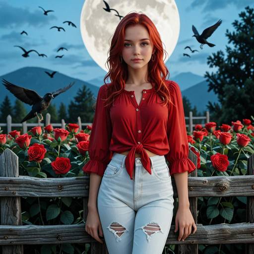 Vibrant Anime Character Under Full Moon