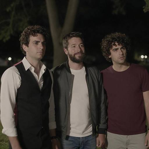 Three Men in Dimly Lit Park