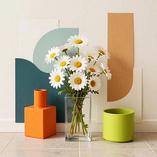 Memphis-Inspired Modern Daisy Still Life