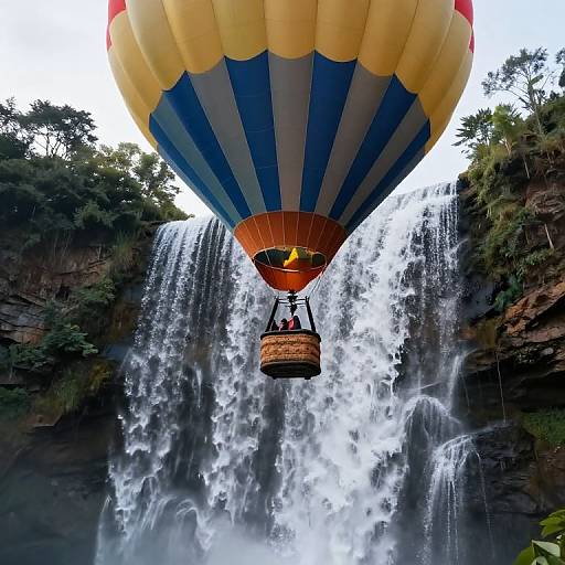 Surreal Hot Air Balloon Waterfall Descent