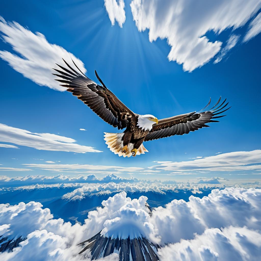 Soaring Eagle in Vibrant Blue Sky