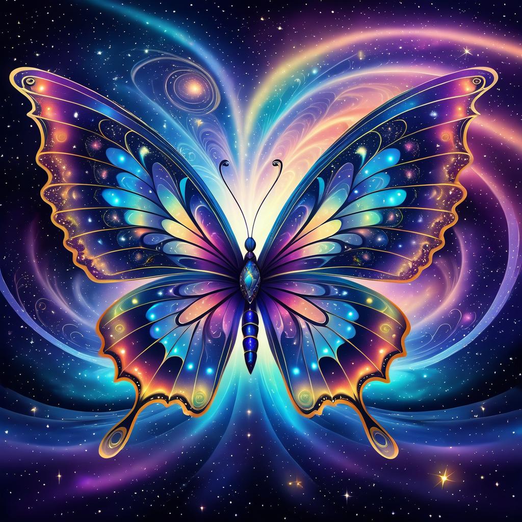 Ethereal Cosmic Butterfly in Surreal Atmosphere