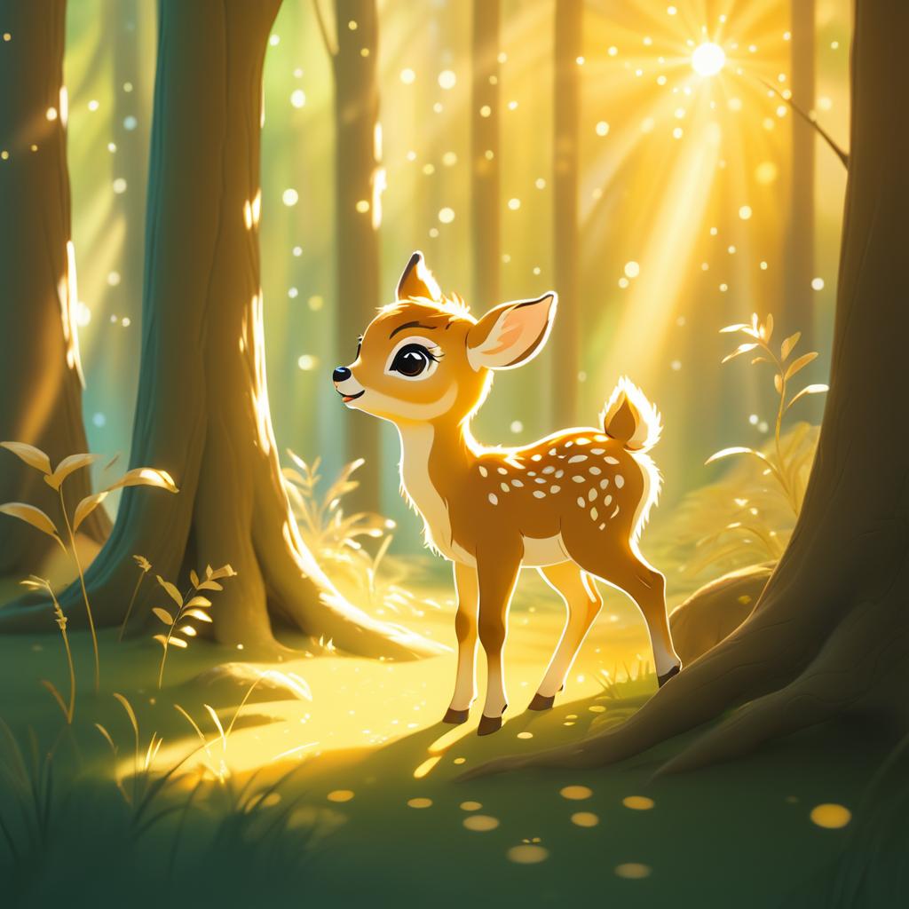 Dreamy Baby Fawn in Fantasy Forest