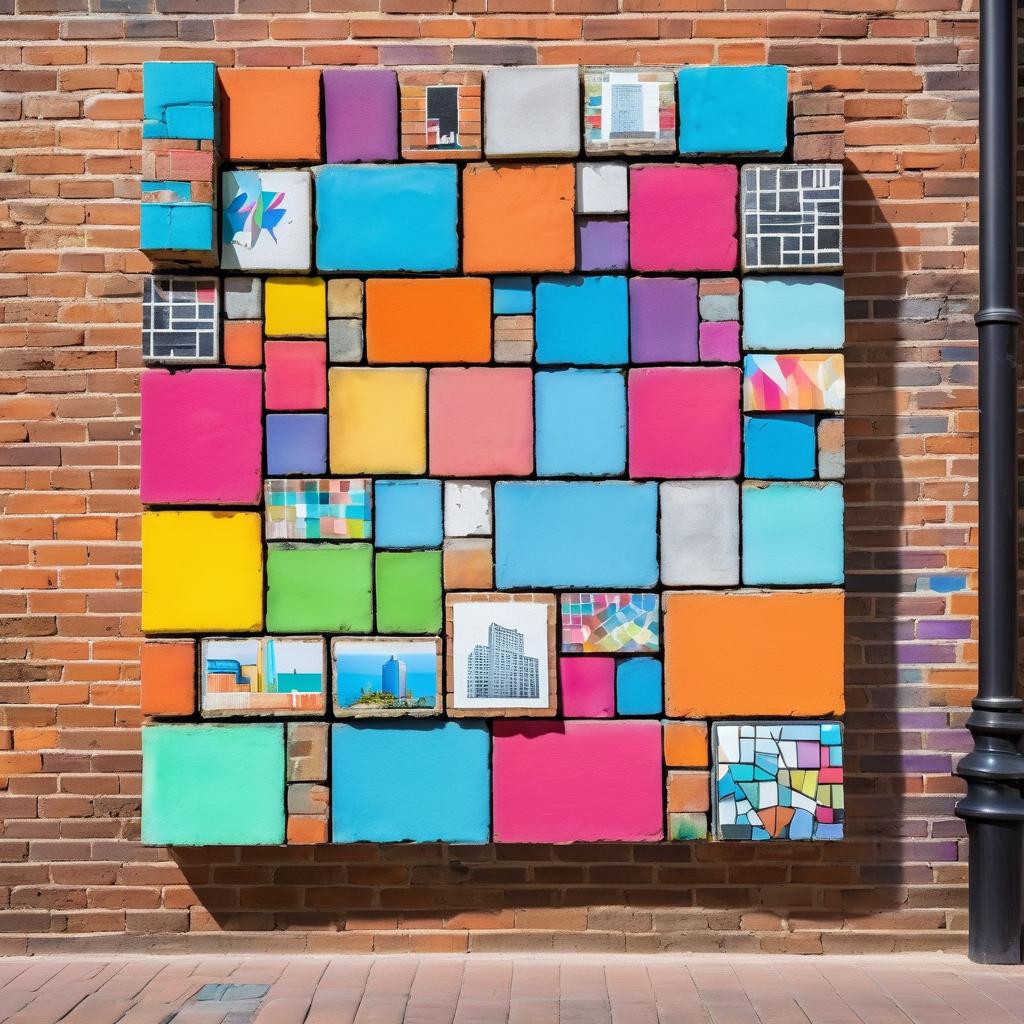 Vibrant Urban Brick Wall Art