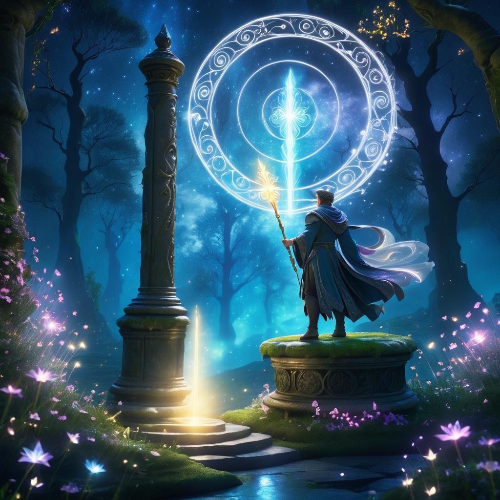 Mystic Mage in Enchanted Moonlit Glade