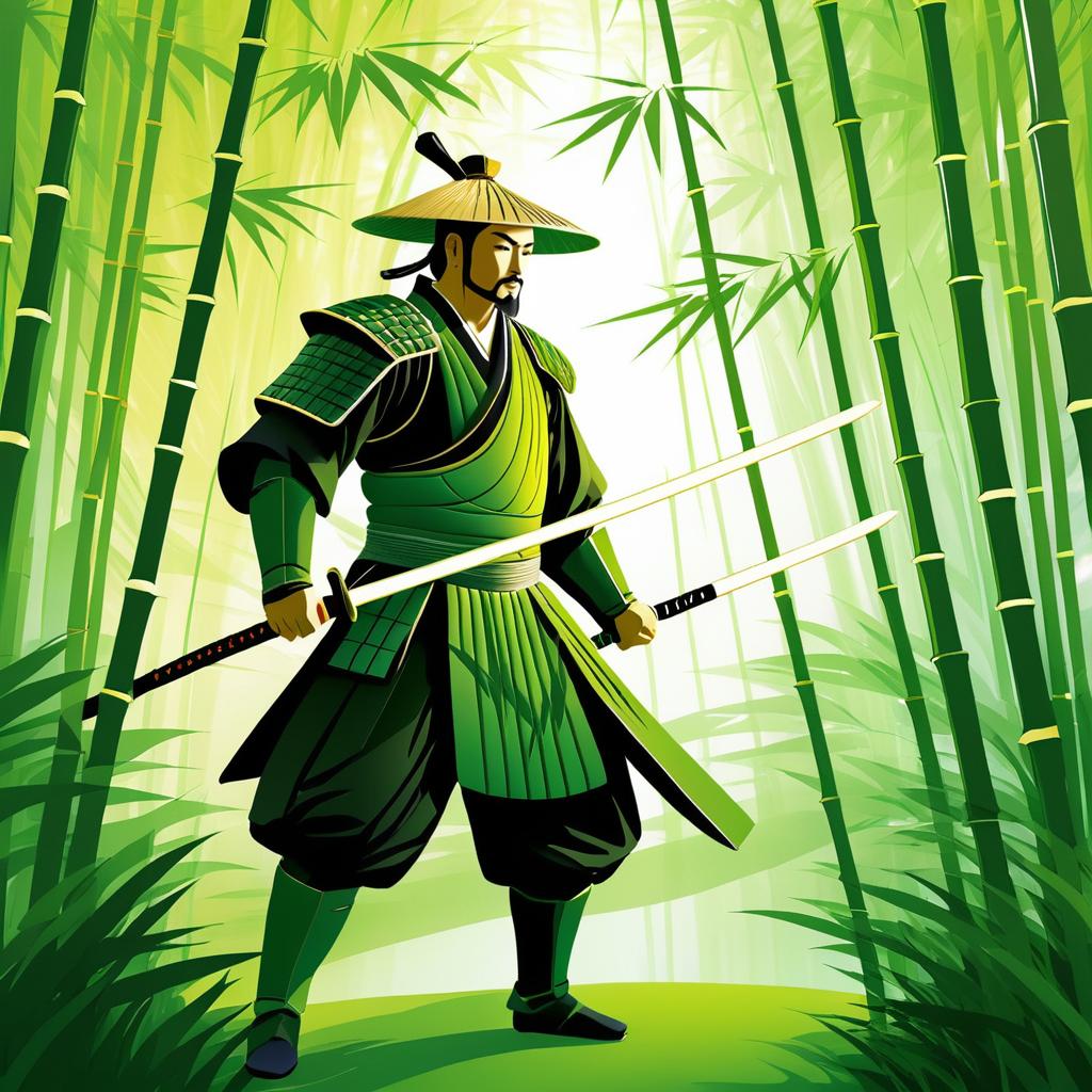 Serene Samurai in Bamboo Grove