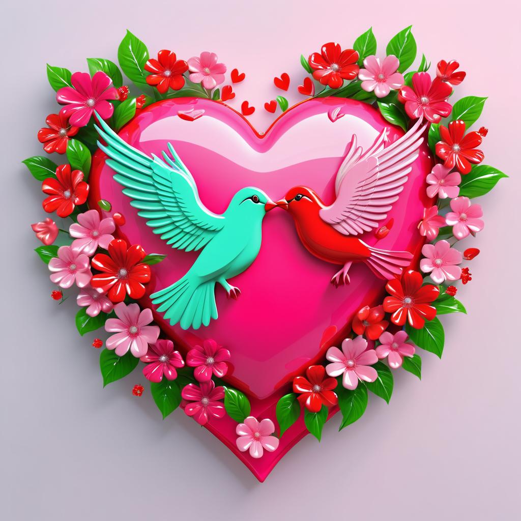 Colorful Heart and Flower Design