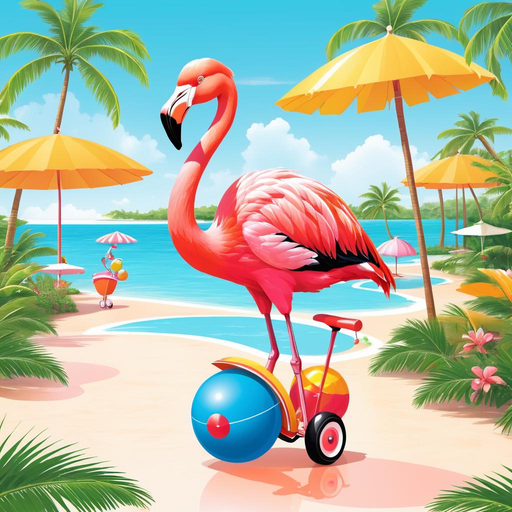 Flamingo on a Tricycle at the Resort