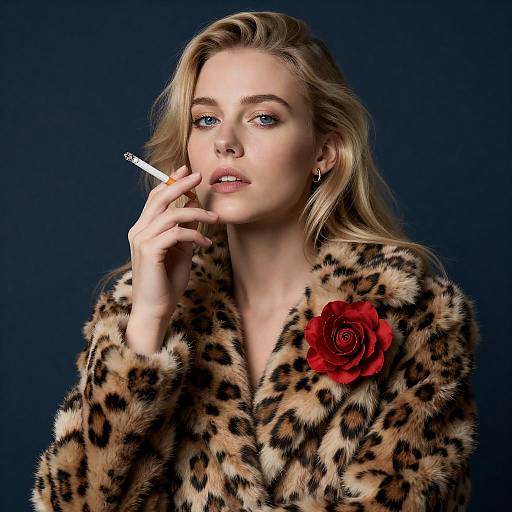 Elegant Blonde in Leopard Print Coat