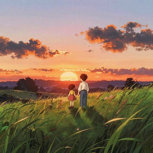 Studio Ghibli Sunset Countryside Scene