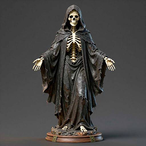 Mysterious Skeletal Statue Illustration