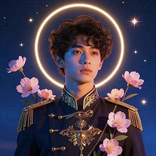 Celestial Young Man with Glowing Halo