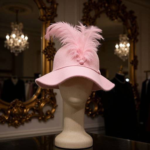 Elegant Pink Feather Hat Display