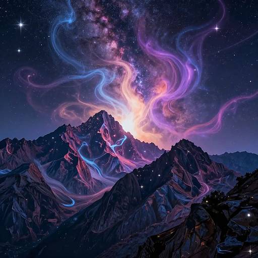 Celestial Symphony Over Rugged Mountains
