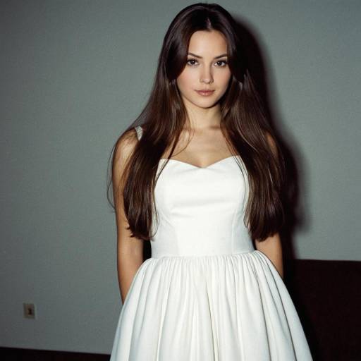 Young Woman in Elegant White Dress