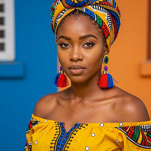 Portrait of Woman in Vibrant African Attire
