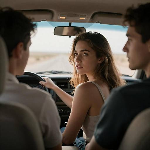 Topless Trio in a Desert Car Scene