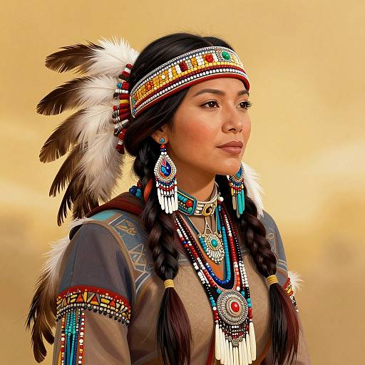Vivid Native American Woman Illustration