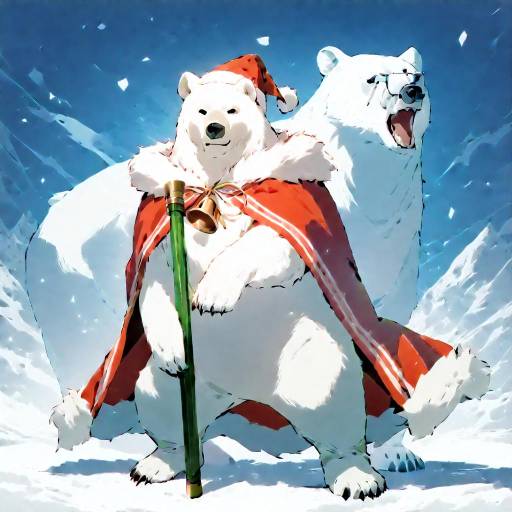 Scholarly Polar Bear in Santa Attire Scholarly Polar Bear in Santa Attire