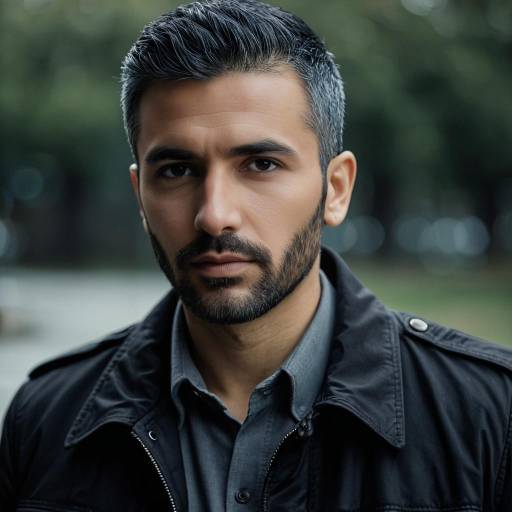 Intense Gaze Portrait of Man in Casual Jacket