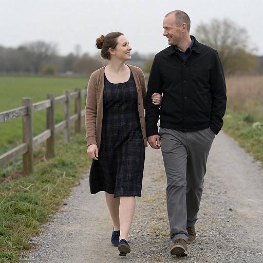Couple Strolling on a Gravel Path