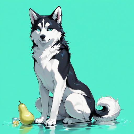 Sleek Siberian Husky with Pear and Ice Cube Sleek Siberian Husky with Pear and Ice Cube