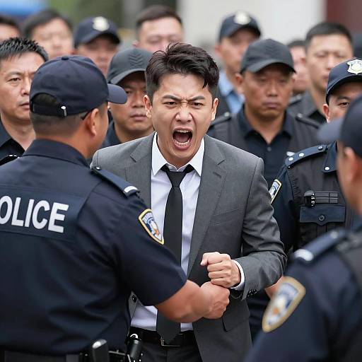 Intense Confrontation in a Crowded Scene