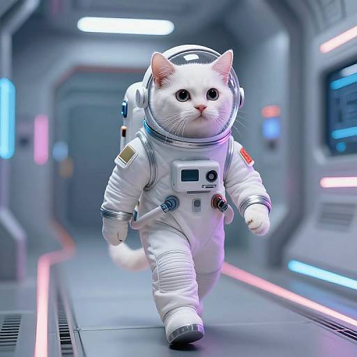 Curious Cat in Futuristic Space Suit