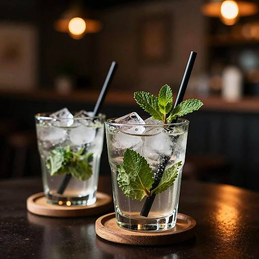Cozy Drinks with Mint and Ice