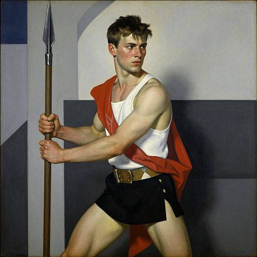 Medieval Spearman in Dynamic Portrait