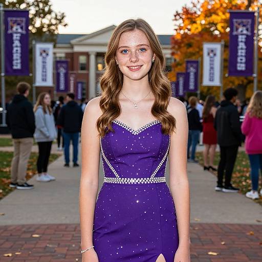 Fair-Skinned Girl in Purple Dress