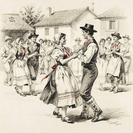 Edgar Degas Style Folk Dance Sketch