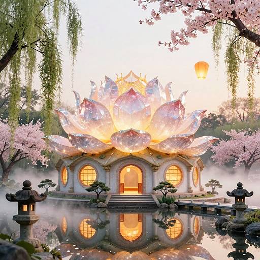 Ethereal Lotus Temple at Sunrise