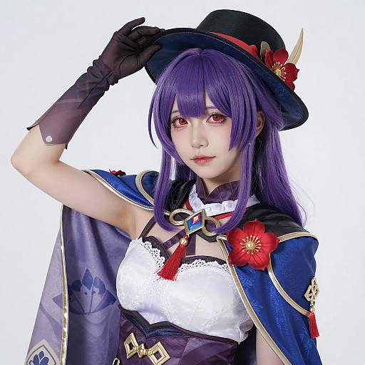 Anime Cosplayer with Purple Hair