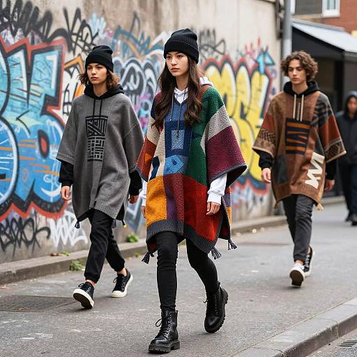 Trendy Urban Poncho Fashion Scene