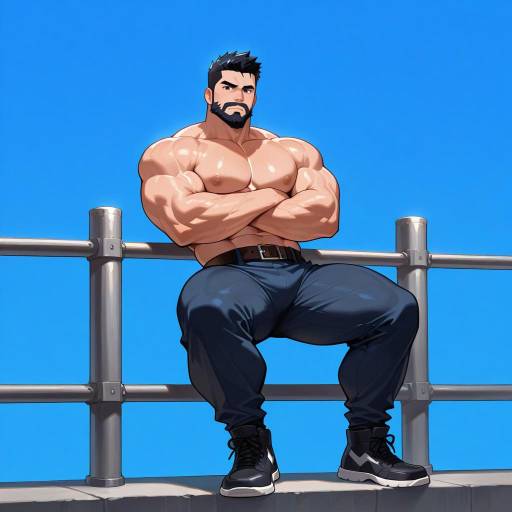 Confident Muscular Fighter with Aerokinesis Confident Muscular Fighter with Aerokinesis