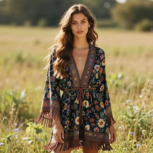 Bohemian Fringe Hairstyle in Meadow