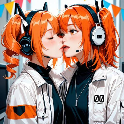 Comic Style Surprise Kiss with Adachi Rei