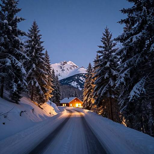 Winter Twilight Mountain Road