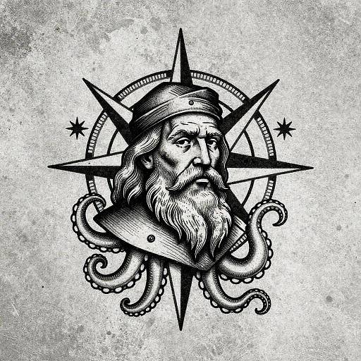 Vintage Mariner Tattoo Ink Illustration