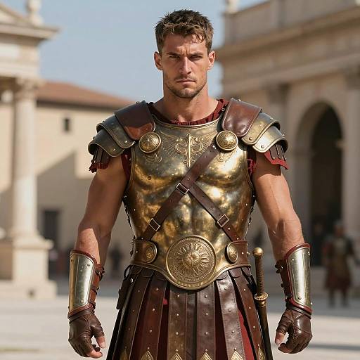 Roman Warrior in Detailed Armor