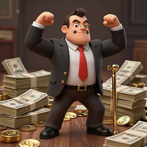 Buff Monopoly Man Flexing Muscles