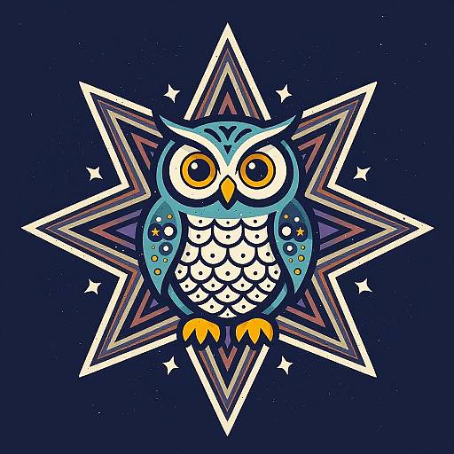 Psychedelic Star-Shaped Owl Print