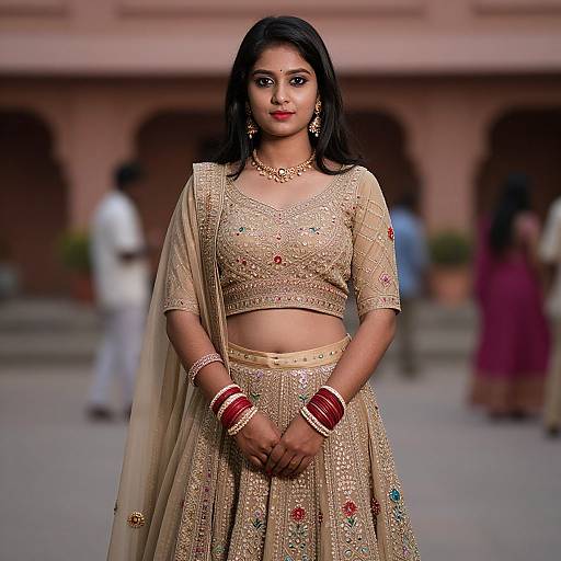 Realistic Solo Girl in Engagement Lehenga