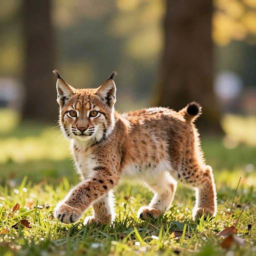Playful Sunlit Eurasian Lynx Kitten
