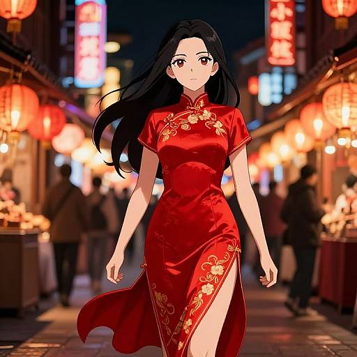 Hinata in Neon Night Market