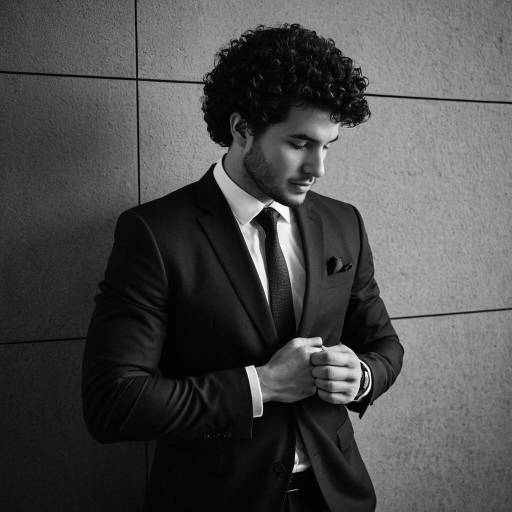 Confident Man in Black Suit Adjusting Cufflink