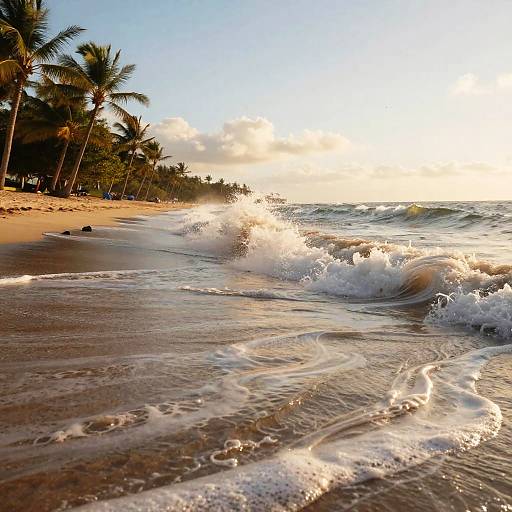 Golden Hour Tropical Beach Waves
