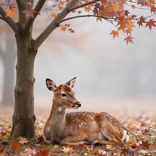Charming Baby Deer in Autumn Woods