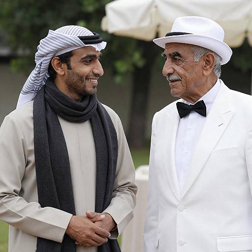Smiling Young Man with Older Gentleman